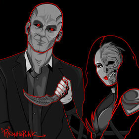 illustration Lucifer &amp; Mazikeen with a demon blade, Unmasked